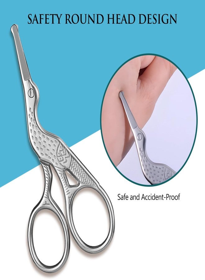 Kootinn 2-Pack Curved & Rounded Stork Scissors, Stainless Steel Professional Beauty Grooming Scissors for Eyebrows, Facial Hair, Dry Skin, Nose Hair. - Image 5
